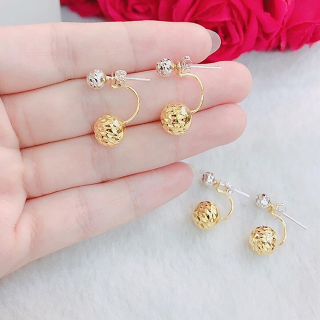 Bông tai bạc phay Doir xi 2 màu cao cấp BT0414