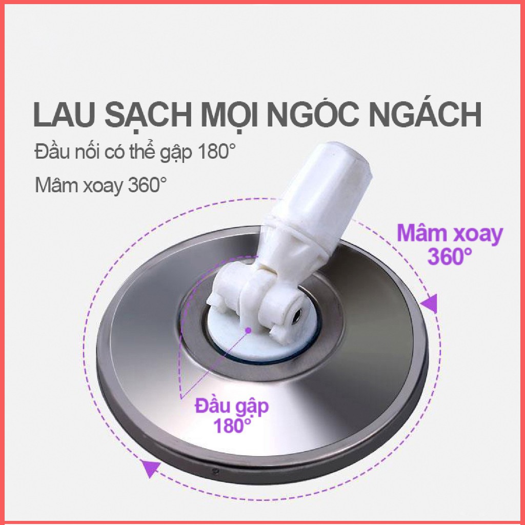 Cây Lau Nhà Tự Vắt Xoay 360 Độ Cán và Mâm Inox Chắc Chắn