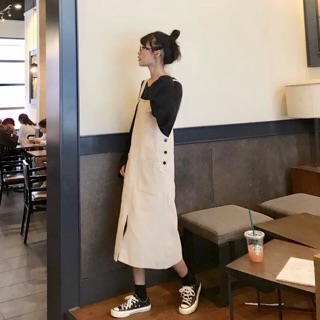 ORDER Váy yếm thô vintage dáng dài