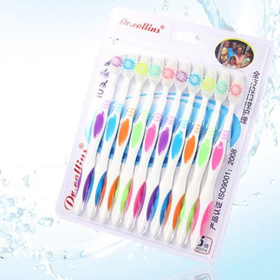 Bộ 10 bàn chải đánh răng than tre sợi lông mềm nano