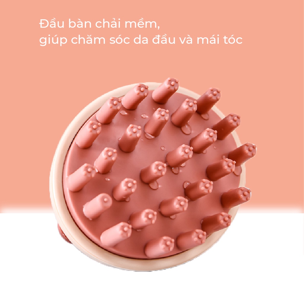 Lược gội đầu massage gai silicon massage da đầu, tạo bọt khi gội đầu