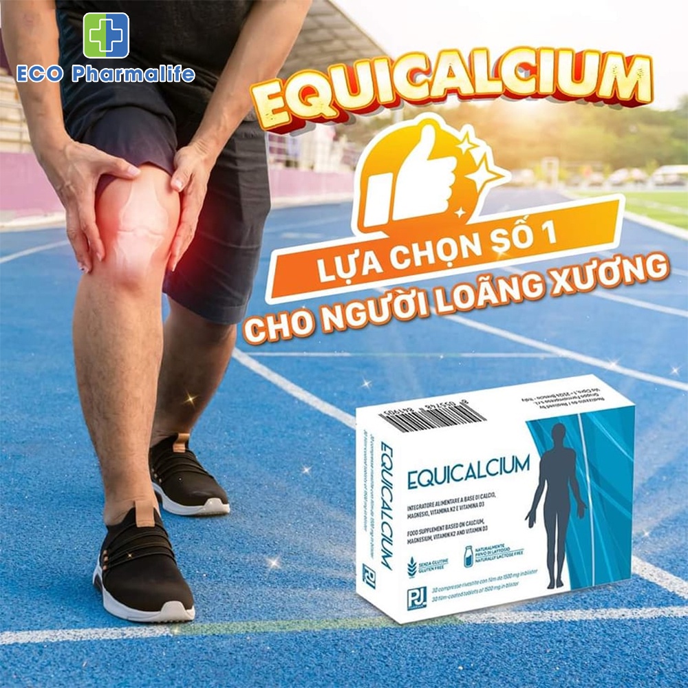 Viên uống bổ sung canxi, vitamin D3, K2, magie Equicalcium Hộp 30 viên giúp xương, răng chắc khỏe