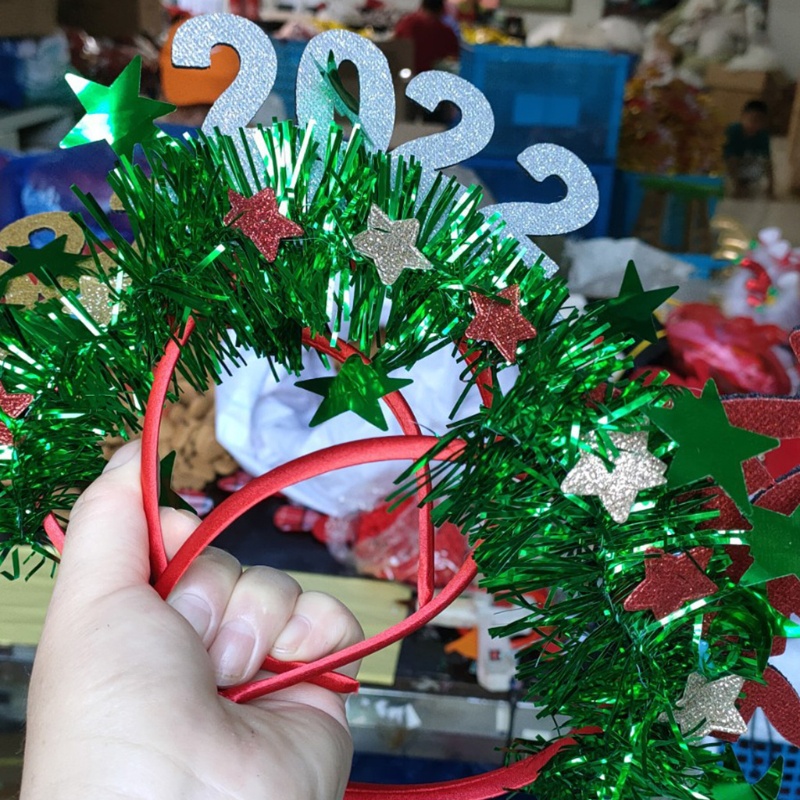 Băng Đô Cài Tóc Bằng Thiếc Phối Tua Rua Và Kim Tuyến Lấp Lánh Mừng Năm Mới