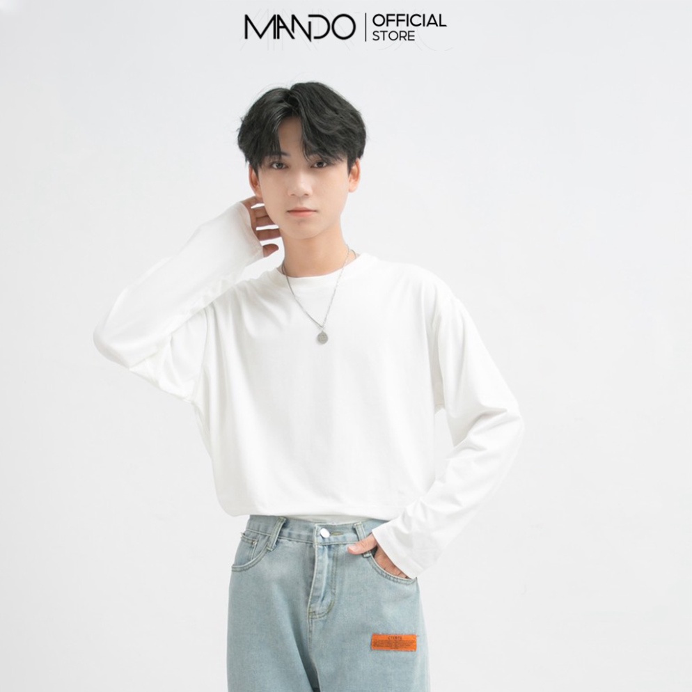 (Đẹp) Áo Thun Thu Đông Nam Dài Tay MANDO Chất Cotton Hàn Form Suông Rộng Nhiều Màu Basic Unisex Thời Trang Hàn Quốc NDN0