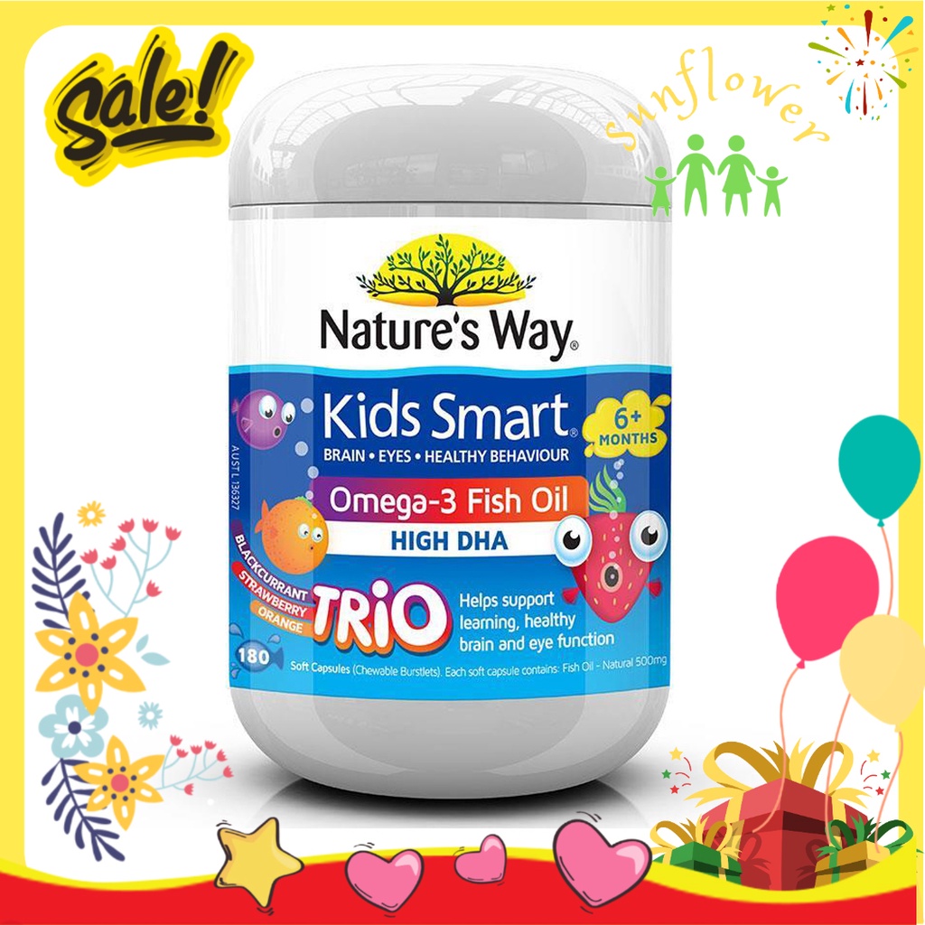 Kẹo Gum bổ sung omega3 Nature's Way Kids Smart Omega3 DHA Trio 180 viên