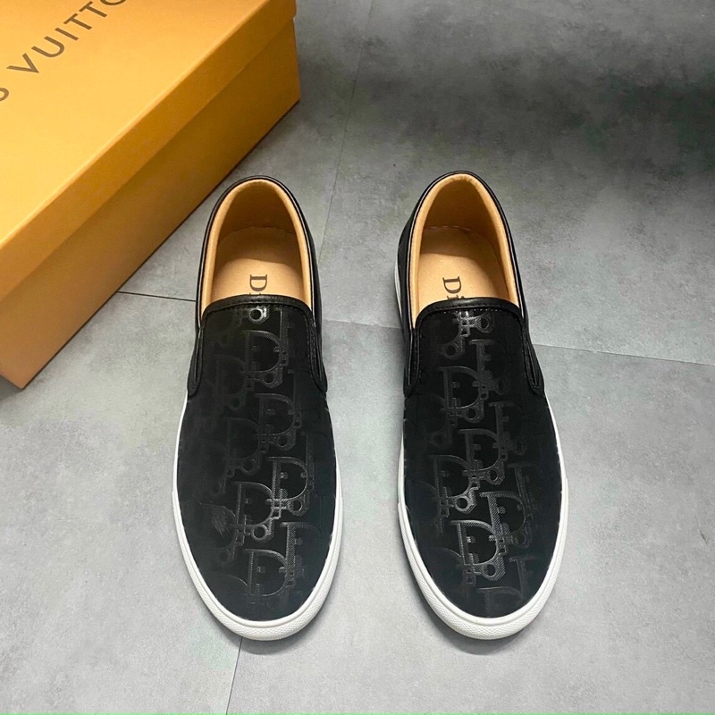 Giày slipon nam dio.r da lộn dập chữ đế đúc tăng chiều cao hàng Fullbox.