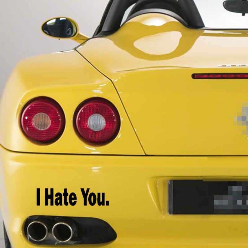 Miếng sticker &quot;I HATE YOU&quot; dán trang trí ô tô ngộ nghĩnh chất lượng 15.5cmx3.7cm