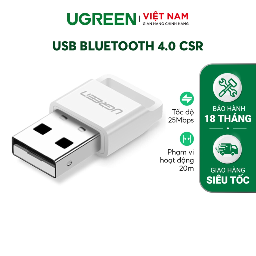 Thiết bị USB thu phát Bluetooth 4.0 UGREEN US192 cho máy tính laptop