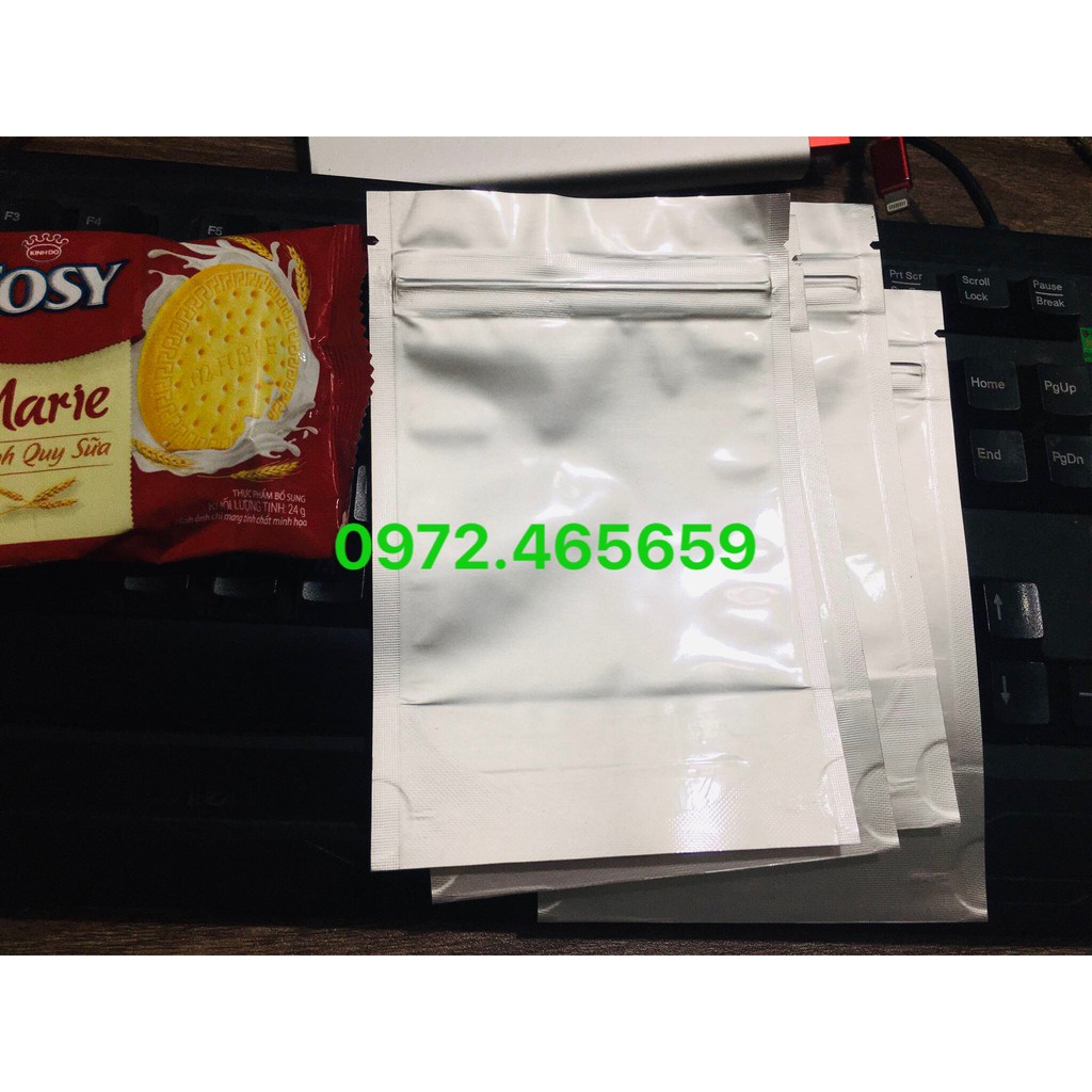50 Túi zip mặt bạc đáy đứng