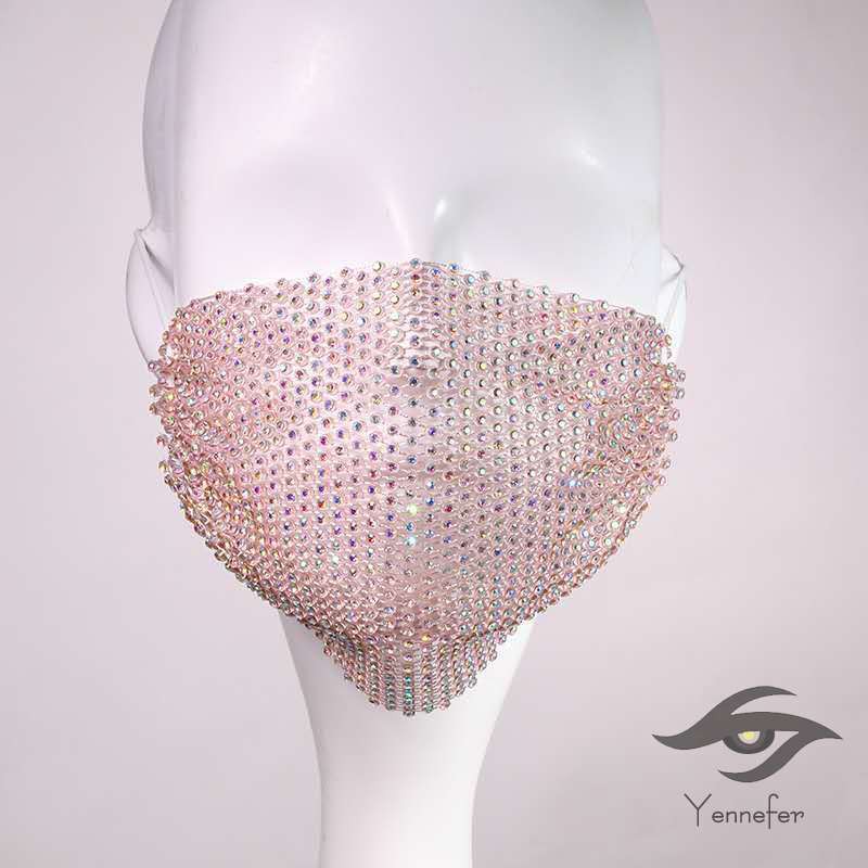 Khẩu trang hóa trang phối lưới đính đá lấp lánh cho phái nữ