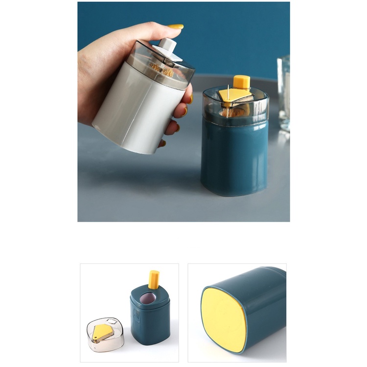 Hũ Ống Đựng Tăm Xỉa Răng LÚA MẠCH - Lọ Hình Vuông Decor - Ấn Tự Động