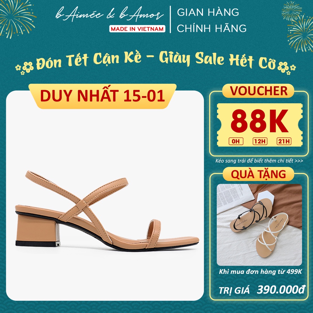 Dép cao gót nữ mũi vuông gót vuông cao 3 cm quai mảnh bAimée &amp; bAmor - MS1589 02