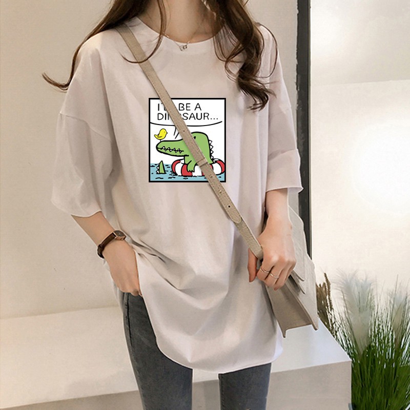 NRVP Áo thun nữ tay ngắn dáng rộng họa tiết thời trang