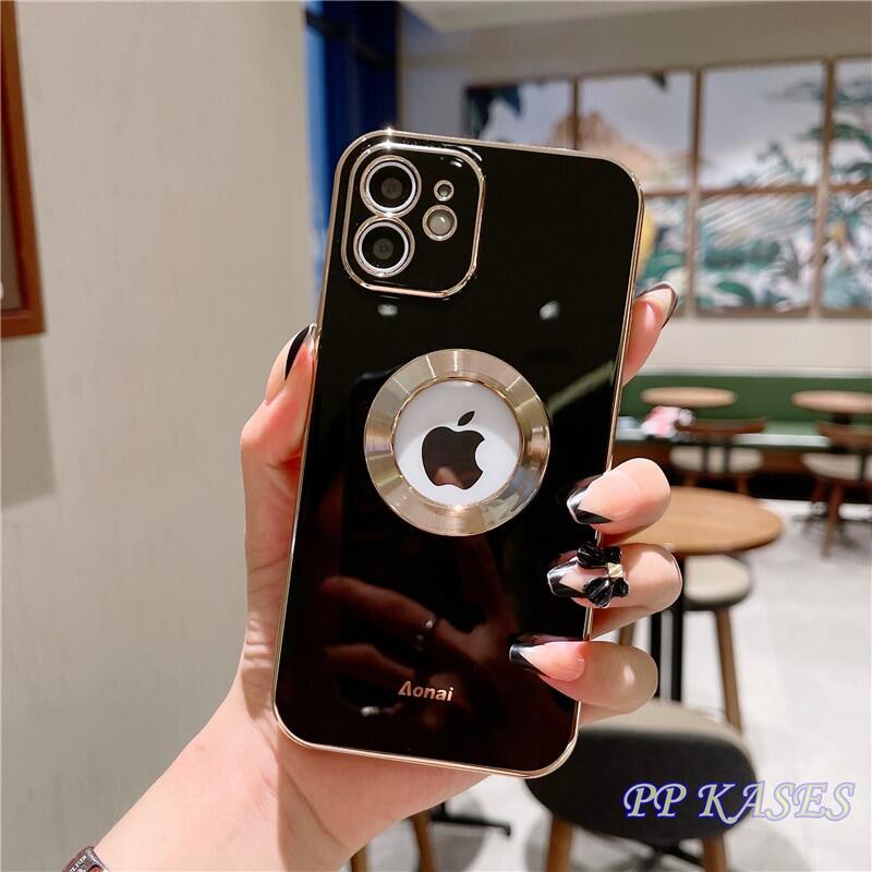 Ốp Điện Thoại Silicon Mềm Trong Suốt Mạ Điện In Logo Sang Trọng Bảo Vệ Camera Cho iPhone 13 12 Pro max 11 Pro max