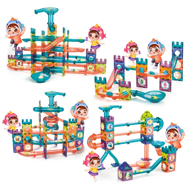 Bộ lắp ghép xếp hình hút nam châm 3D có đèn sáng 54 và 111 chi tiết , đồ chơi phát triển trí tuệ cho bé