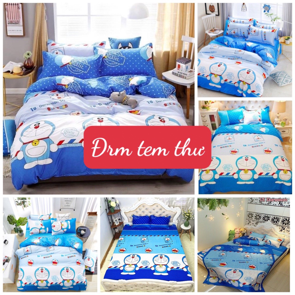 ĐỦ BỘ 5 MÓN 1M6X2M CHĂN HÈ TRẦN BÔNG GA GỐI VÀ GỐI ÔM Mẫu DOREMON TEM THƯ | BigBuy360 - bigbuy360.vn