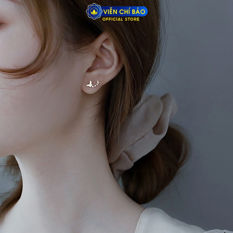 Bông tai bạc nữ cánh bướm đính đá chất liệu bạc 925 thời trang phụ kiện trang sức nữ Viễn Chí Bảo B400753
