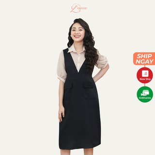 Đầm Bầu Công Sở Nancy Dress Chất Trượt Hàn Phối Tơ Thiết Kế Sang Trọng By LAMME