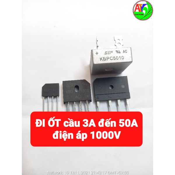 Diode cầu KBP310 KPB1010 KPB1510 KPB5010 3A 10A 15A 50A 1000V chính hãng
