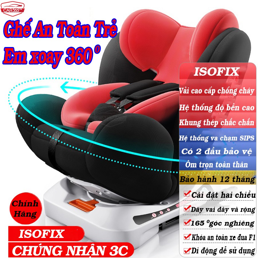 Ghế ngồi ô tô an toàn trên xe hơi cho bé chuẩn ISOFIX xoay 360 độ linh hoạt - Êm ái, thoải mái, an toàn - CAR46