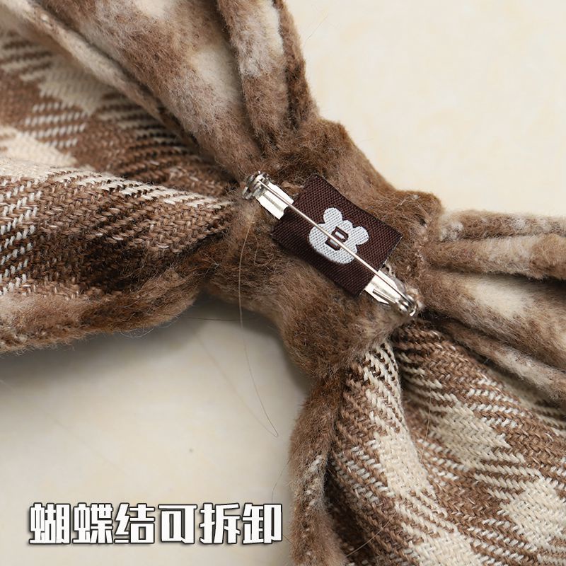 Mũ Beret Họa Tiết Sọc Caro Đính Nơ To Thời Trang Mùa Đông Theo Phong Cách Nhật Bản Cho Nữ Dễ Thương