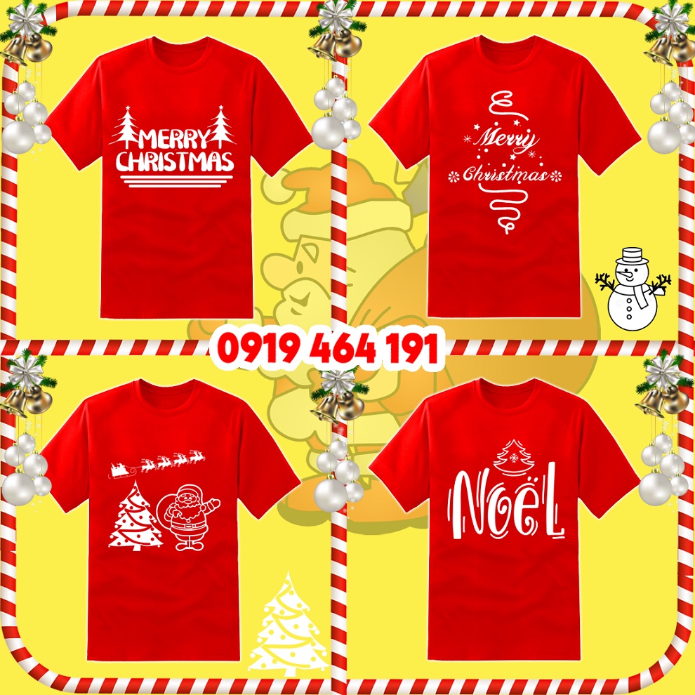 Áo thun noel basic, áo thun giáng sinh merry christmas , vải cotton dày mịn mát, in cao cấp, unisex có size trẻ em