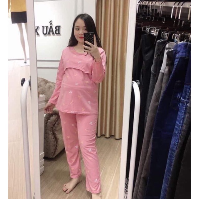 (Giảm giá) Bộ bầu và sau sinh PINK dài tay hàng đẹp