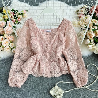Áo ren lưới hoa hướng dương trẻ trung (có hình thật)