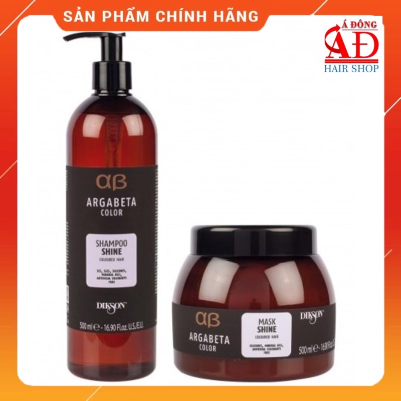 [+Tặng mũ trùm] BỘ DẦU GỘI Ủ ARGAN GIỮ MÀU TÓC NHUỘM DIKSON ARGABETA COLOR SHINE BÓNG MƯỢT ITALY 500ML