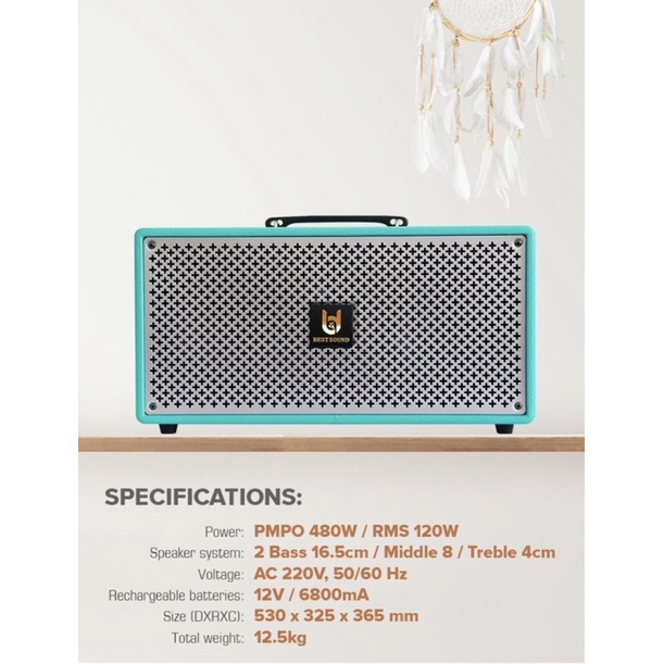Loa Bluetooth Di Động Chính Hãng Best Sound M6-Hàng Nhập Khẩu 2022-Tặng Kèm 2 Micro Karaoke