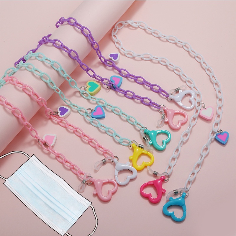 Dây Đeo Mắt Kính Hình Trái Tim Bằng Acrylic Chống Thất Lạc Thời Trang