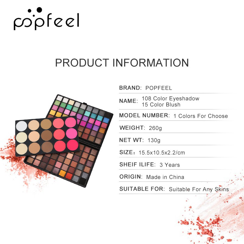 [Hàng mới về] Bảng phấn mắt/má hồng/phấn phủ 123 màu chuyên nghiệp POPFEEL