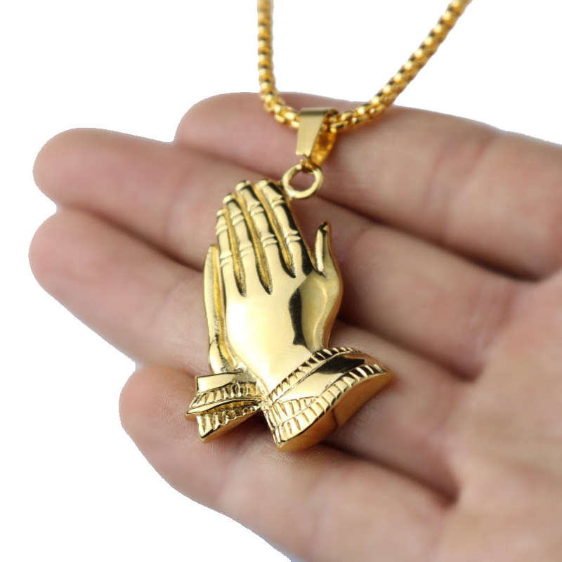 Vòng cổ Mạ Vàng 18K Mặt Hình Bàn Tay Phong Cách Hip Hop Cho Nam
