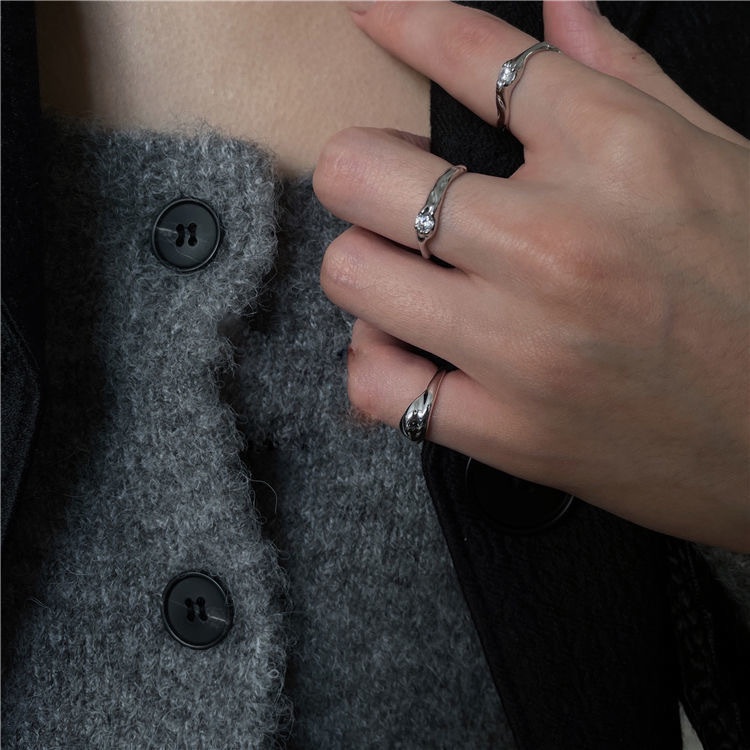 Nhẫn hở đính đá zircon thời trang nữ đơn giản