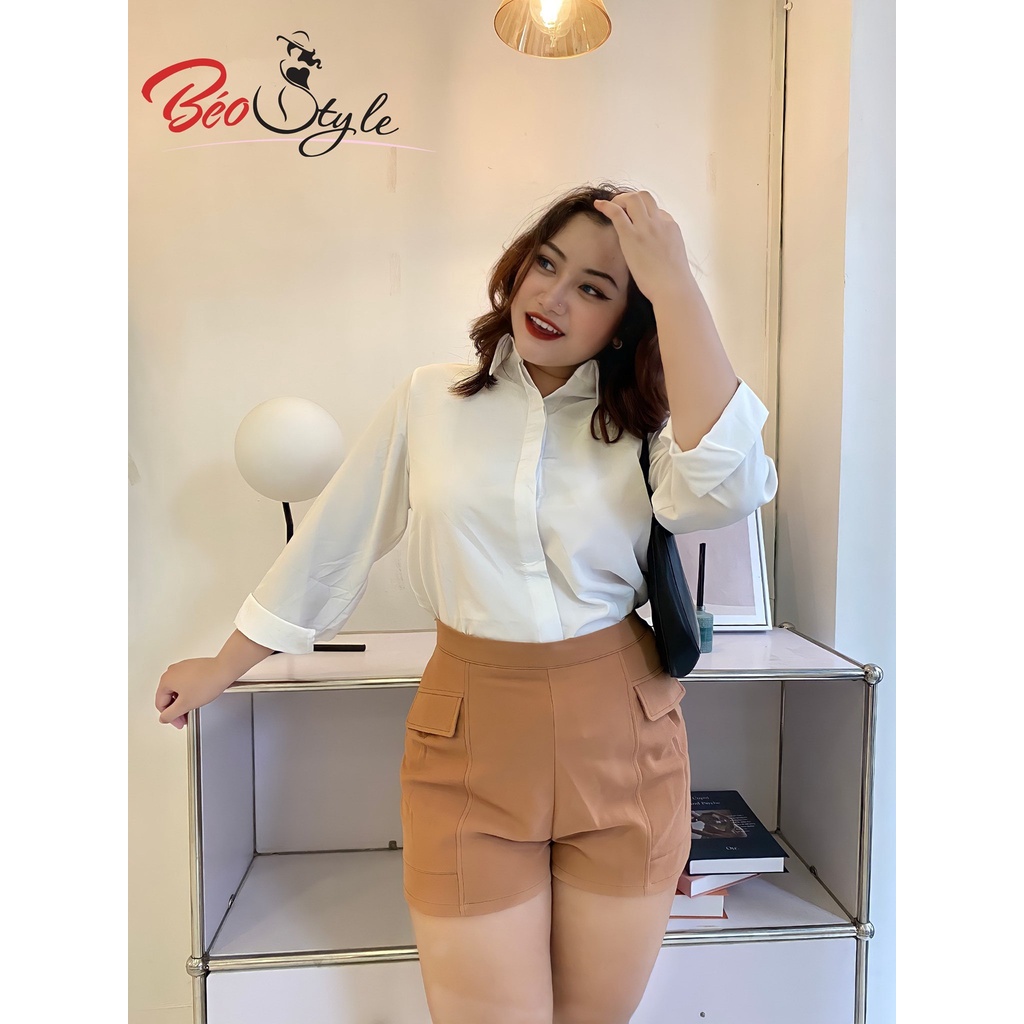 BIGSIZE nữ giá ree Áo sơmi nữ công sở kiểu Hàn Quốc dáng suông tay dài cho người béo,mập từ 55-100 kí
