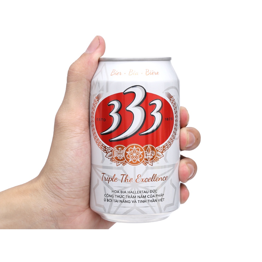 Bia 333 Lon 330ml Nhãn hiệu bia lon 333 đã chiếm giữ vị trí số 1 tại thị trường Việt Nam
