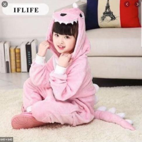 Đồ Ngủ Thú Bộ Đồ Khủng Long Hồng Liền Thân Hình Thú Cho Trẻ Em Bộ Quần Áo Khủng Long Trẻ em Mềm Mịn - hipsstore