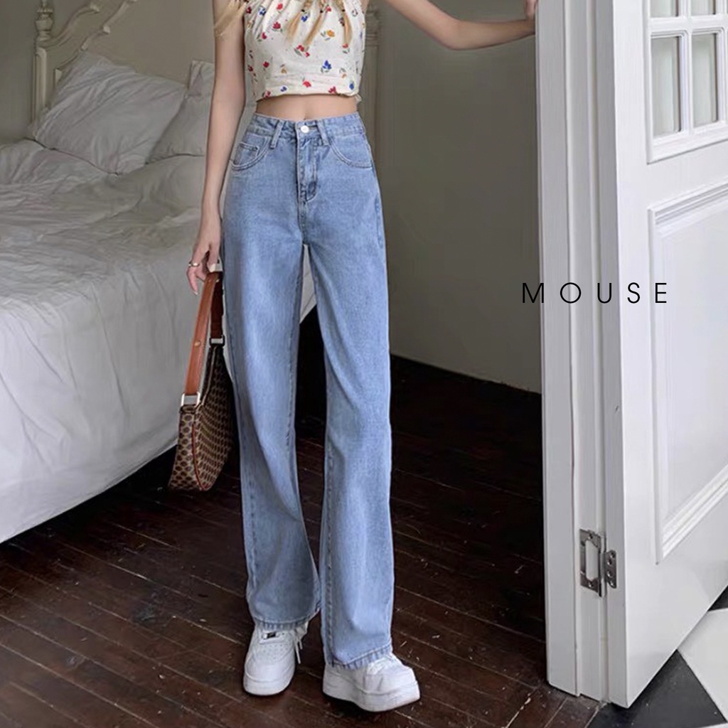 Quần jean cạp cao ống ống rộng