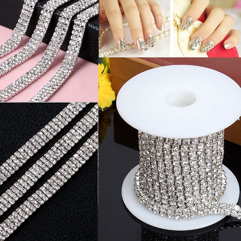 Chuỗi dây đính đá lấp lánh 1/2/3 hàng dùng làm trang sức thủ công tinh xảo