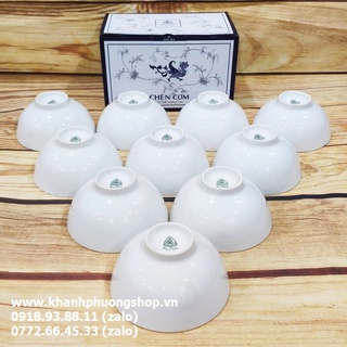 Bộ 10 chén sứ trắng Minh Long - bộ 10 chén sứ trắng