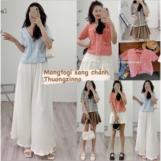 Áo mongtoghi cổ tim dáng dài Hàn Quốc sang chảnh
