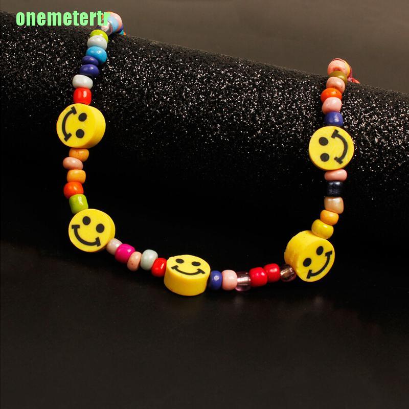 Vòng Cổ Choker Mặt Cười Nhiều Màu Sắc Phong Cách Bohemian Thời Trang Mùa Hè