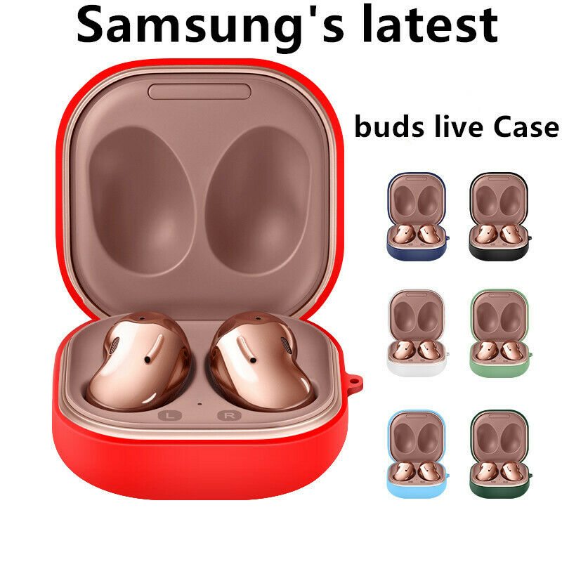 Vỏ Bảo Vệ Hộp Sạc Tai Nghe Bluetooth Samsung Galaxy Buds Live Bằng Silicon Chống Sốc Có Móc Treo Ốp