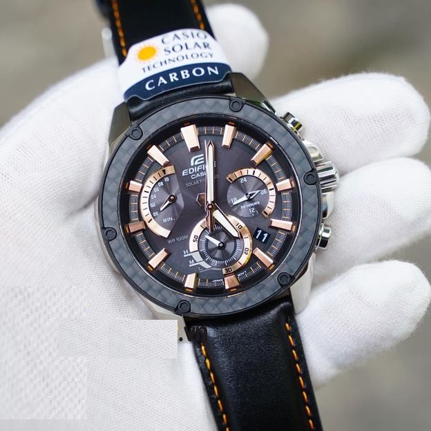 Đồng Hồ Nam Casio Edifice EQS-910L-1AVUDF Dây Da Màu Đen - Gờ Cacbon - Pin Năng Lượn
