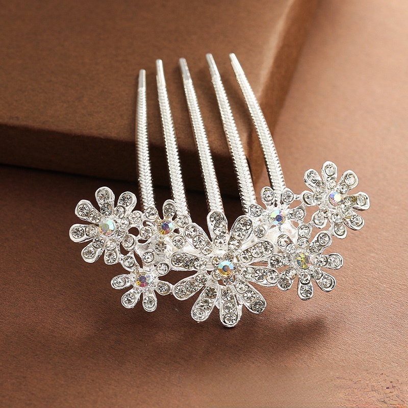 Lược Cài Tóc Bằng Hợp Kim Đính Đá Hình Hoa Xinh Xắn