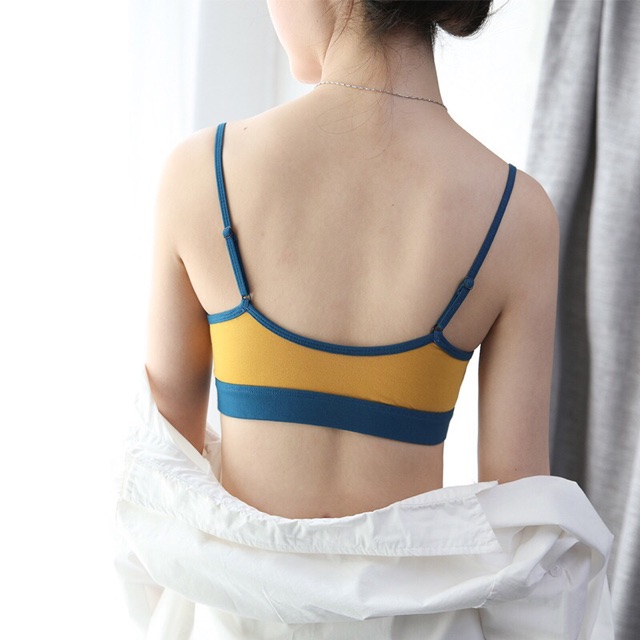 (Thanh lý size S) Áo Lót Bralette Cotton Không Gọng Thiết Kế Có Khe Tháo Mút Phối Màu Cá Tính B213