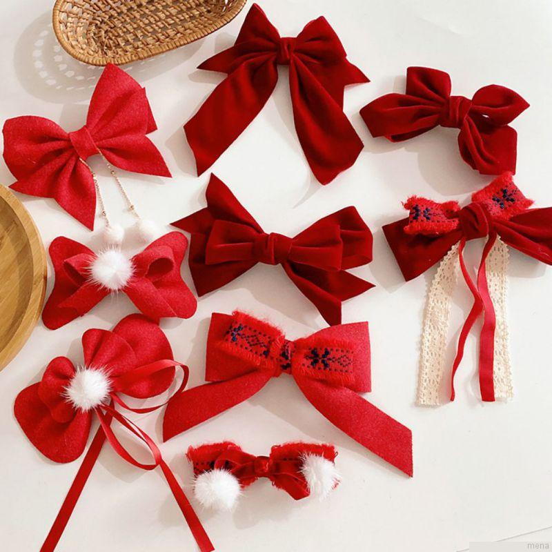 Kẹp tóc phối nơ đỏ xinh xắn chất lượng cao