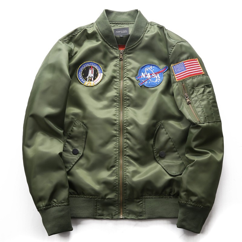 Áo Khoác Bomber Da Dáng Rộng Chống Gió Chống Thấm Nước Phong Cách Vintage ZOUMIN Nasa Air Force Ma1 Oversize