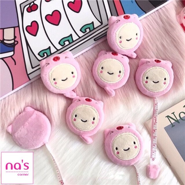 Thước dây dễ thương dài 1.5m bọc vải nhung êm mịn nhiều hình đẹp tự động rút dây