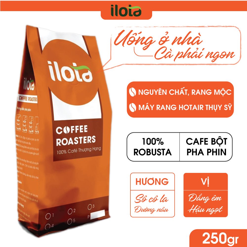 (COMBO 2 gói) cà phê Robusta 250gr và Arabica 250gr Cafe rang xay nguyên chất pha Phin ILOTA Coffee